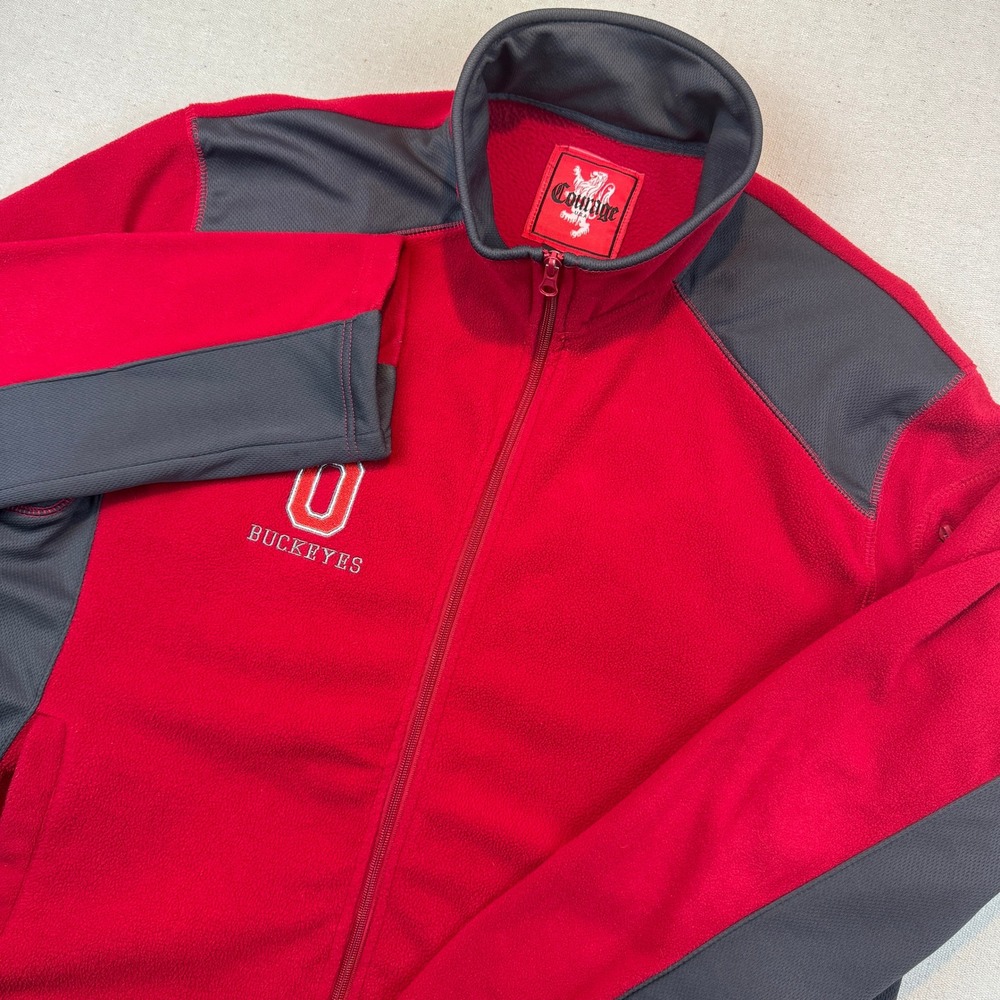 Courage USA XL Fleece Jacket Mens Red Ohio State Buckeyes Full Zip Embroidered